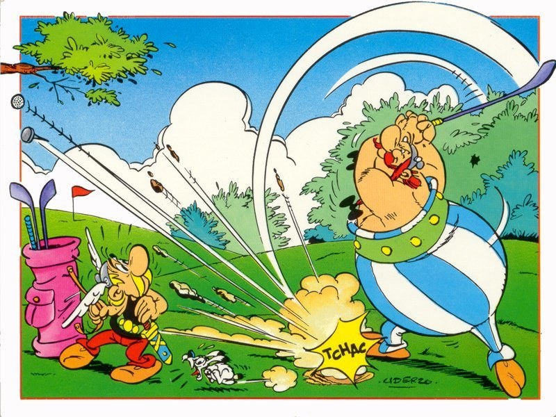 Asterix and Obelix on the golf course
