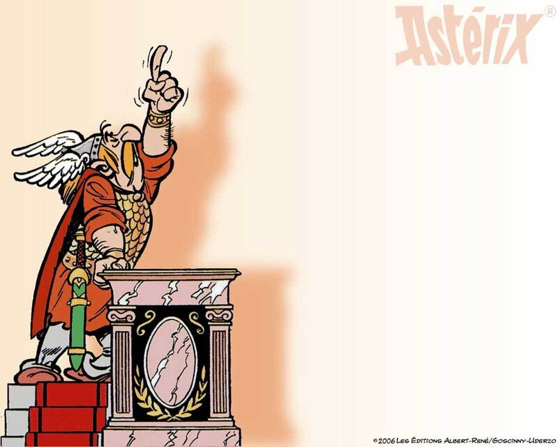 Asterix at a podium