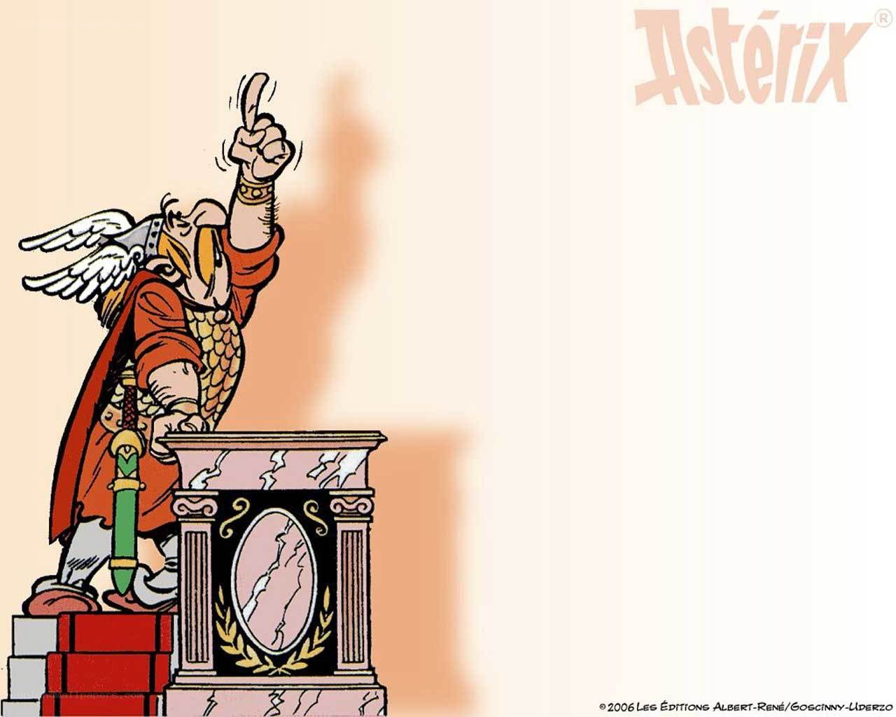 Asterix at a podium