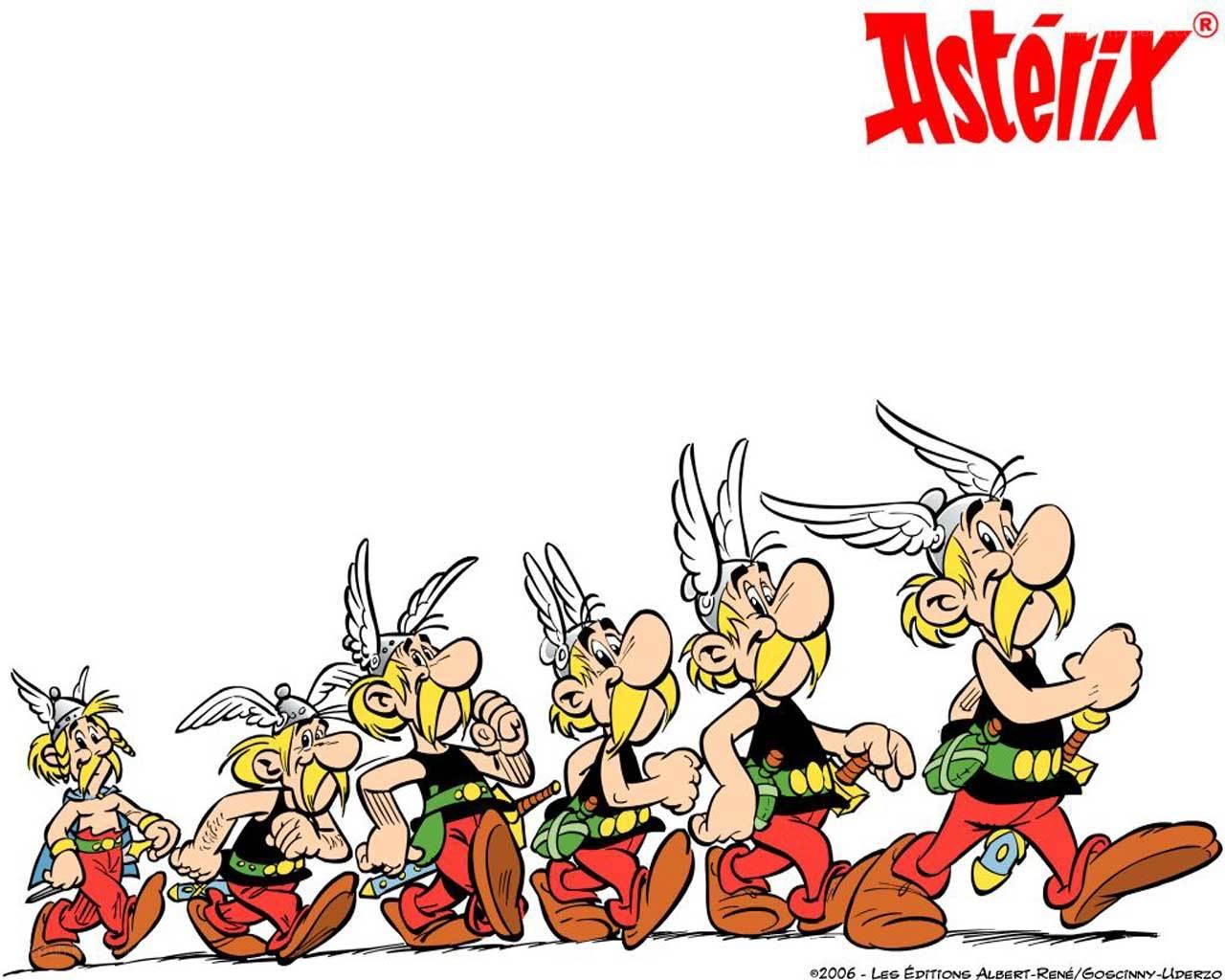 Asterix characters in a line