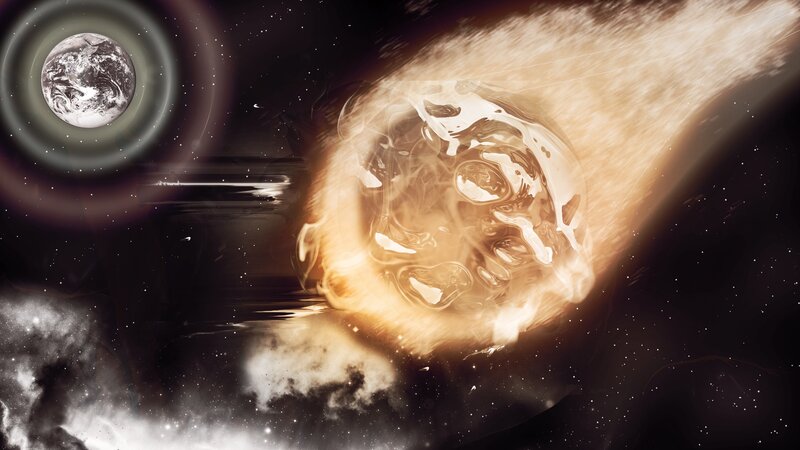 Asteroid Approaching Earth — Black, Dramatic