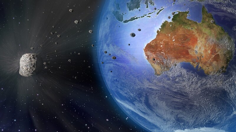 Asteroid Approaching Earth — Blue, Dramatic, 3d Render, Asteroids