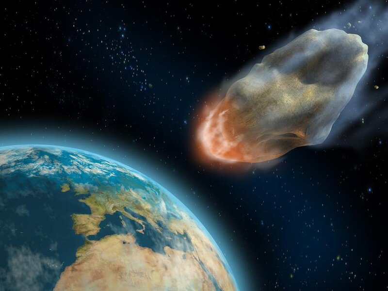 Asteroid Approaching Earth — Blue, Dramatic