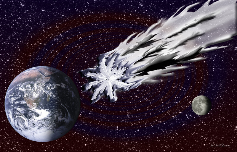 Asteroid Approaching Earth — Blue