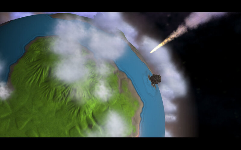 Asteroid Approaching Planet — Green