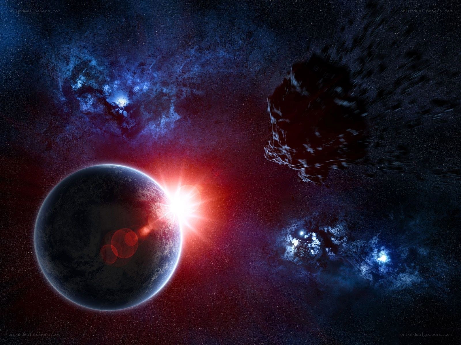 Asteroid Approaching Planet