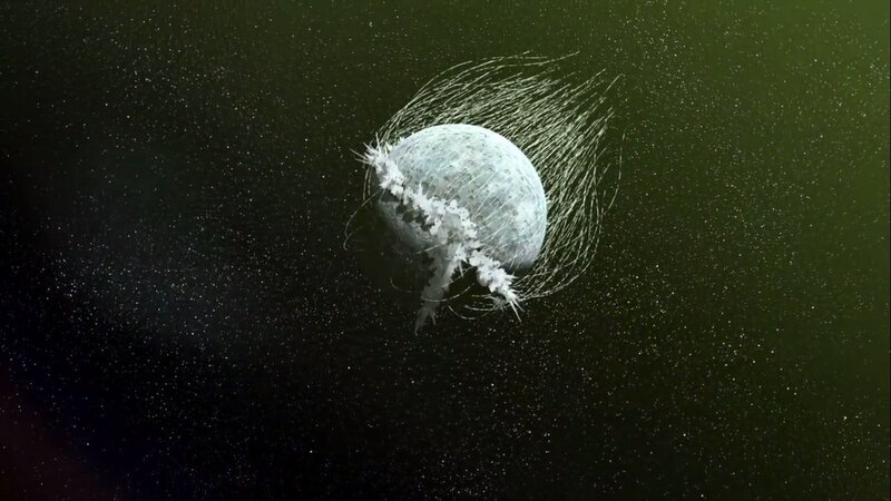 Asteroid being struck by debris