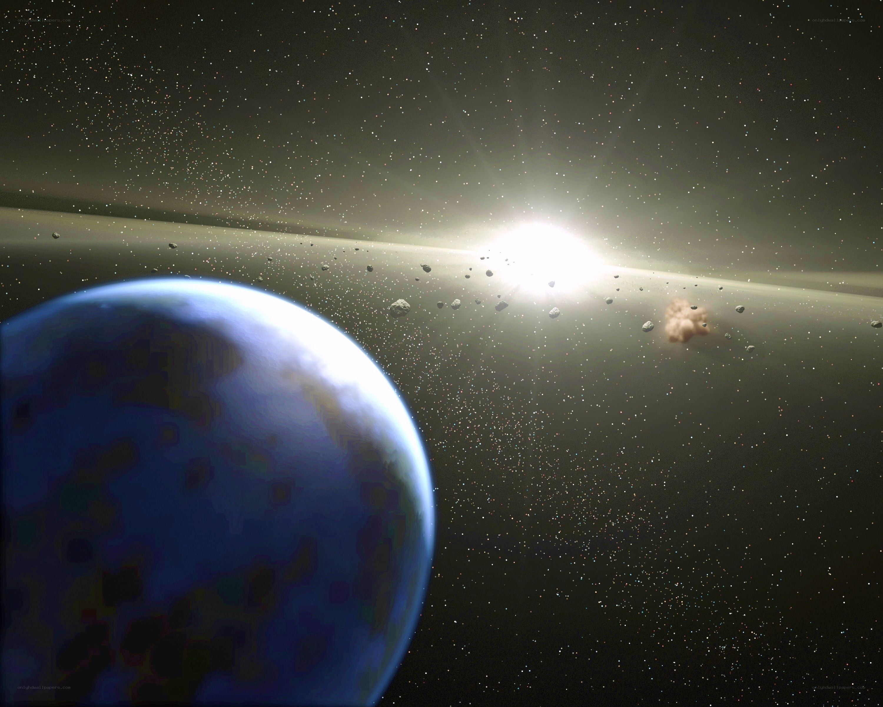 Asteroid belt around a planet