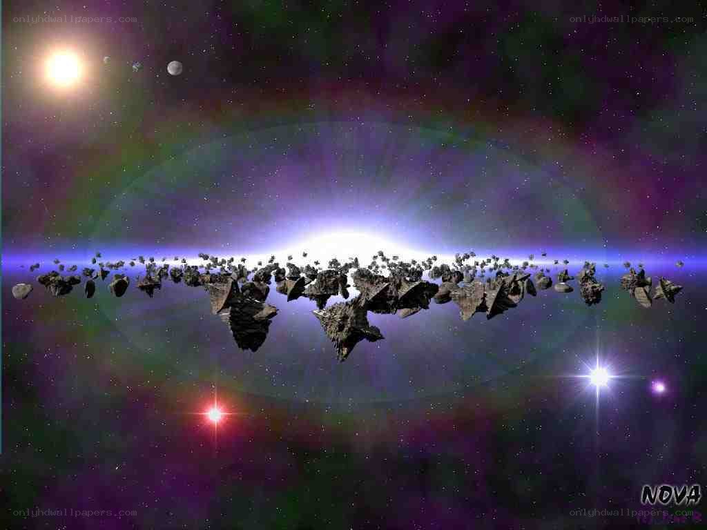 Asteroid belt in space