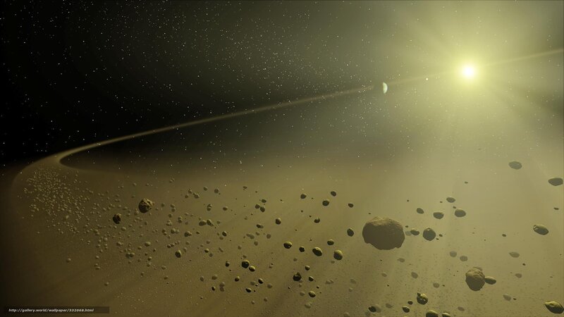 Asteroid belt in space