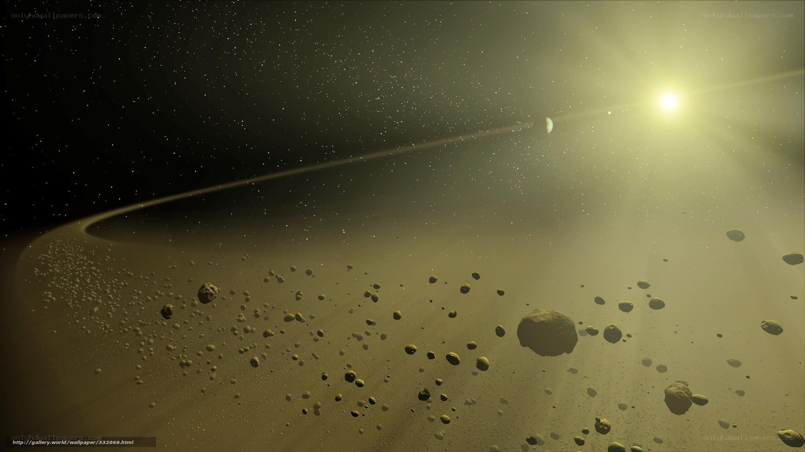 Asteroid belt in space