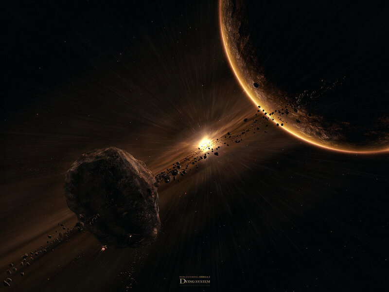 Asteroid Belt Near Planet — Black