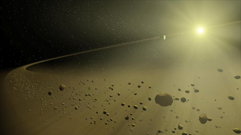 asteroid belt with star