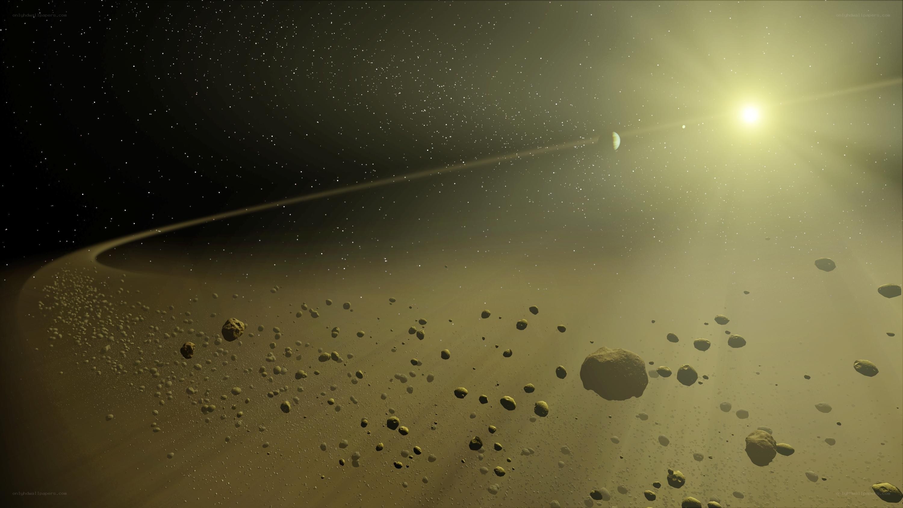 asteroid belt with star