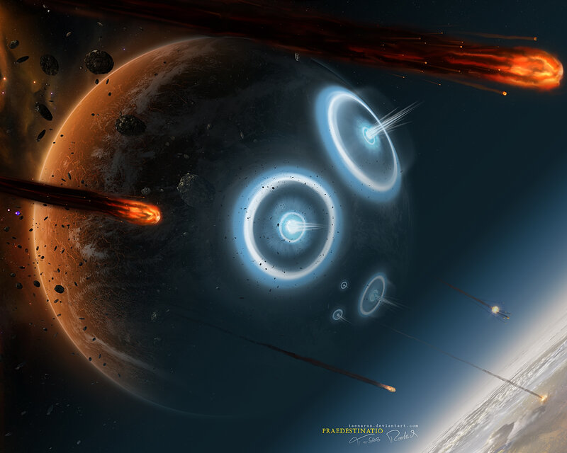Asteroid bombardment of a planet