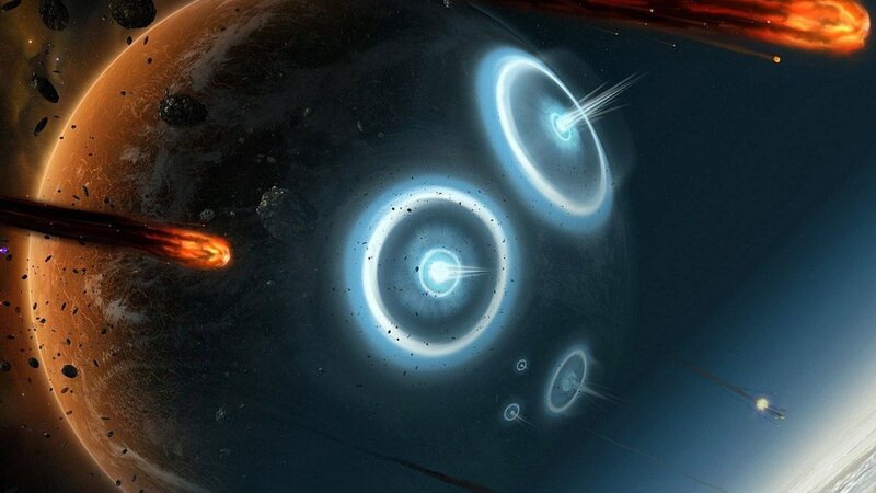 Asteroid bombardment of a planet
