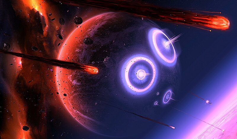 Asteroid bombardment of a planet