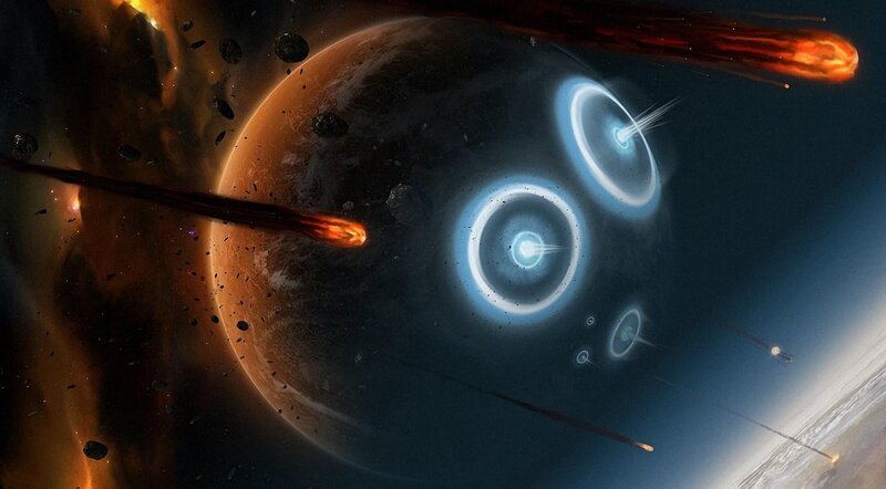 Asteroid bombardment of a planet