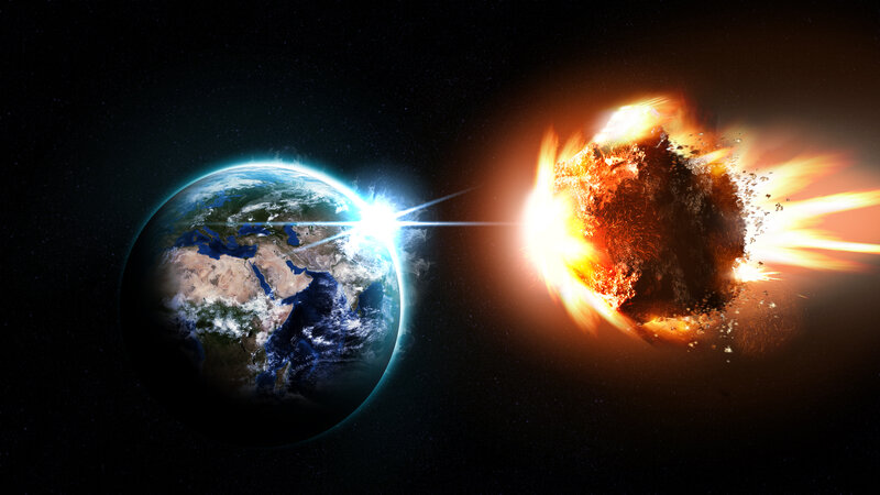 Asteroid Colliding with Earth