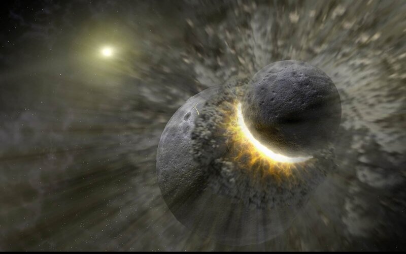 Asteroid Collision — Gray, Dramatic, 3d Render