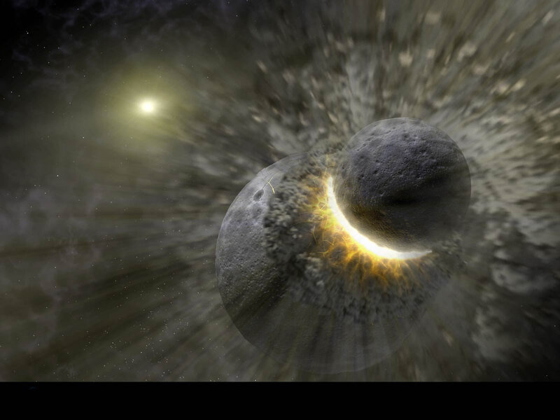 Asteroid Collision — Gray, Dramatic, Digital Art