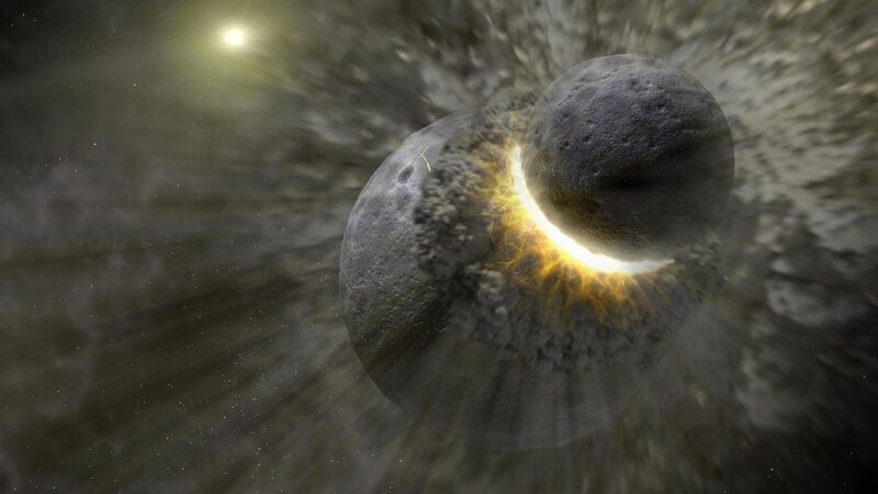 Asteroid Collision — Gray, Dramatic