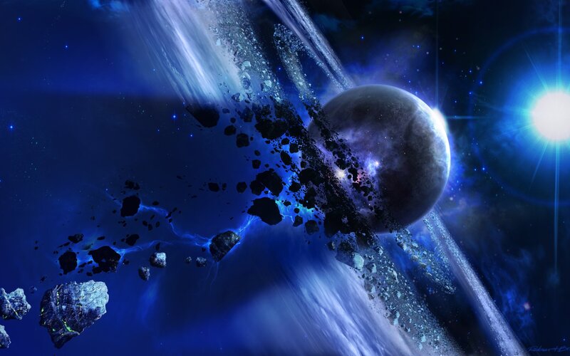 Asteroid collision in space