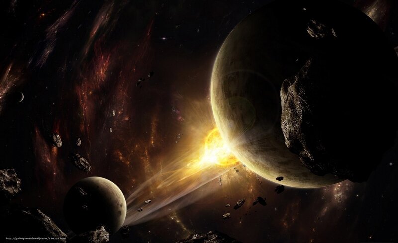 Asteroid Collision in Space — Black