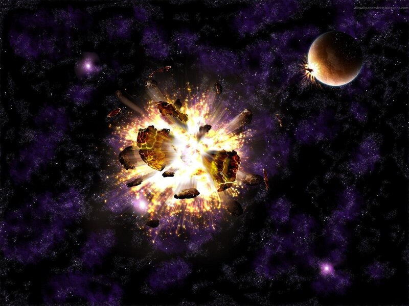 Asteroid Explosion in Space — Purple
