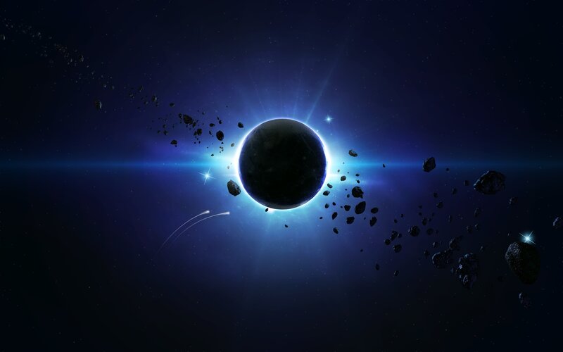 Asteroid field around a planet