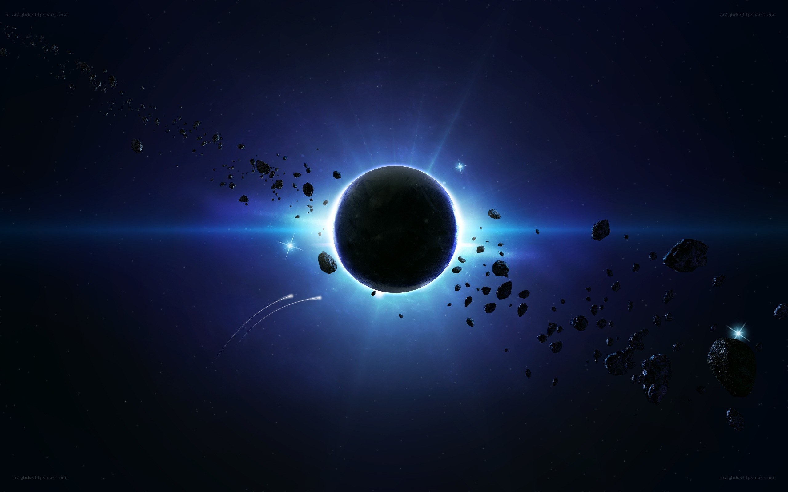 Asteroid field around a planet