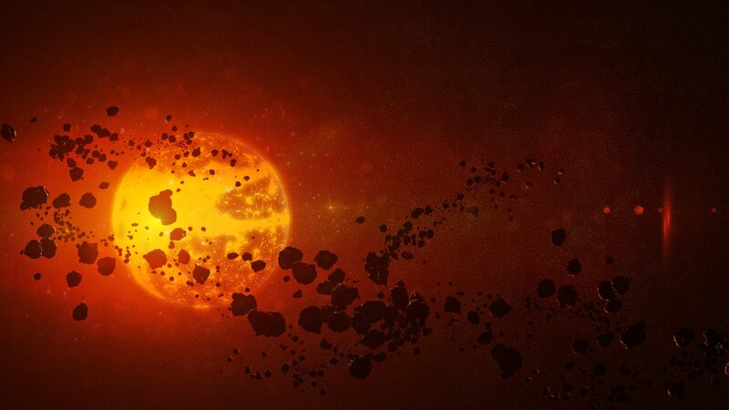 Asteroid Field Around Star — Red
