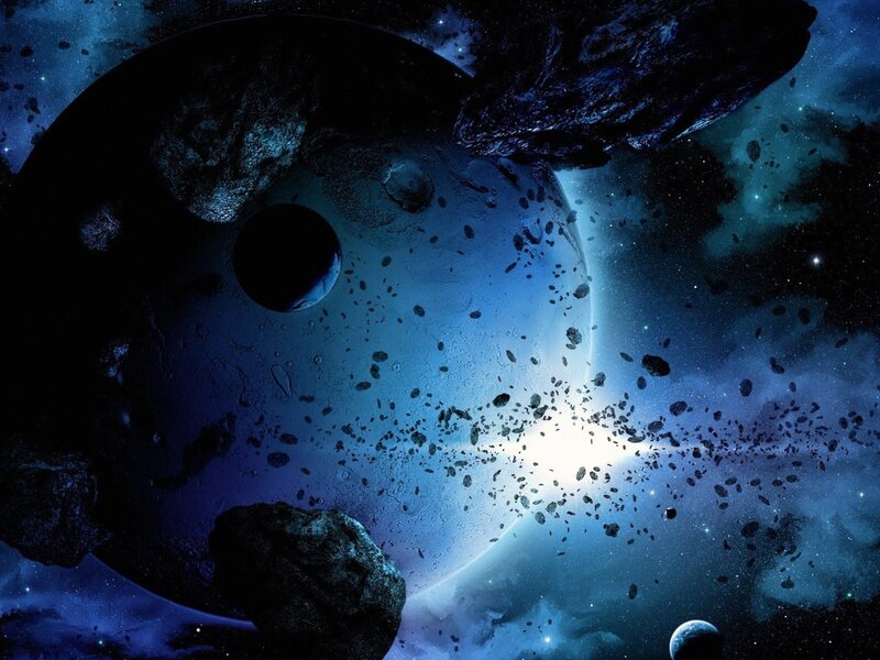 Asteroid field in deep space