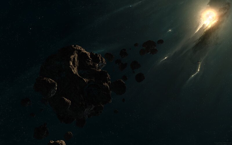 Asteroid field in deep space
