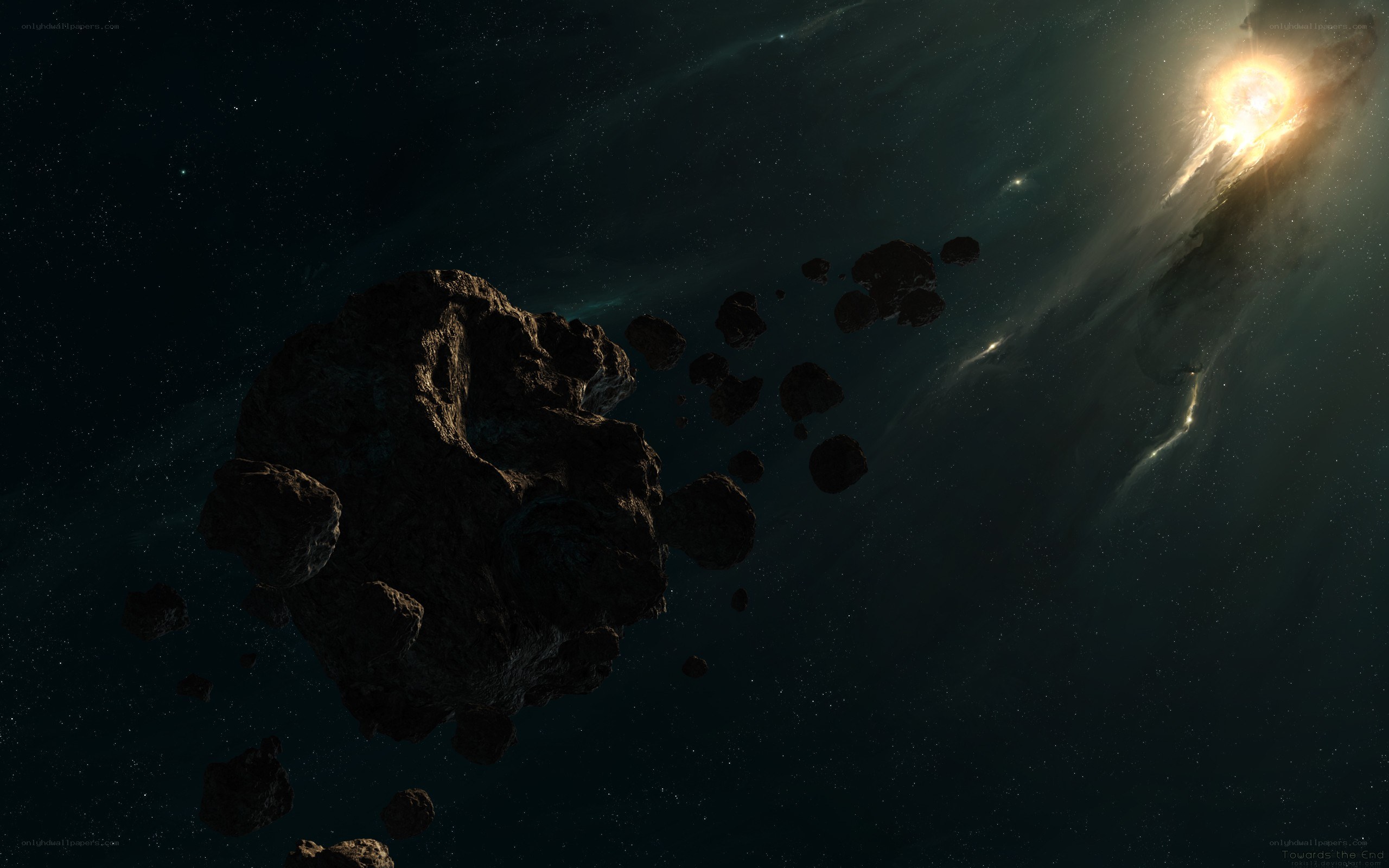 Asteroid field in deep space