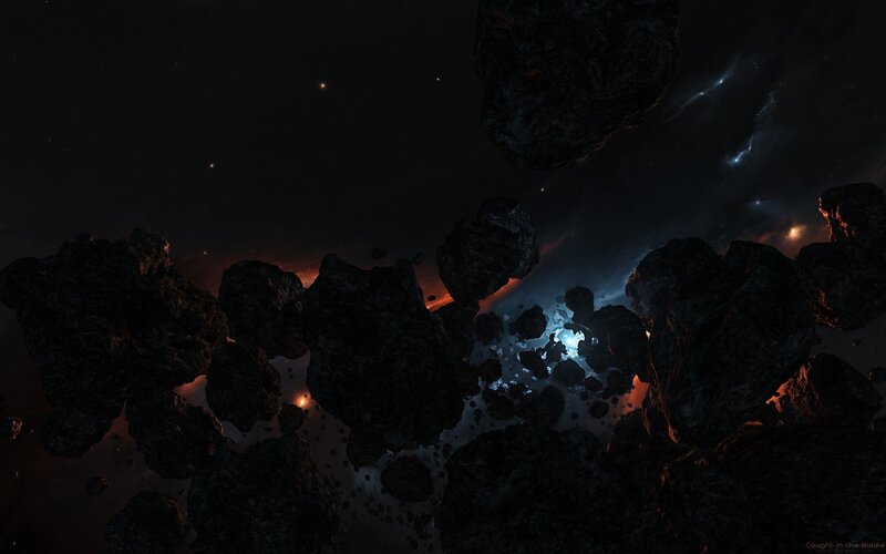 Asteroid field in deep space