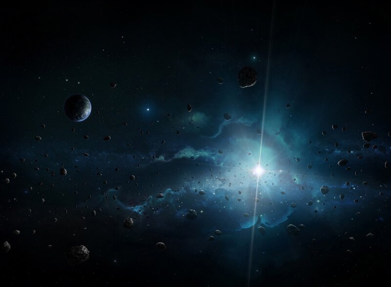 Asteroid field in deep space