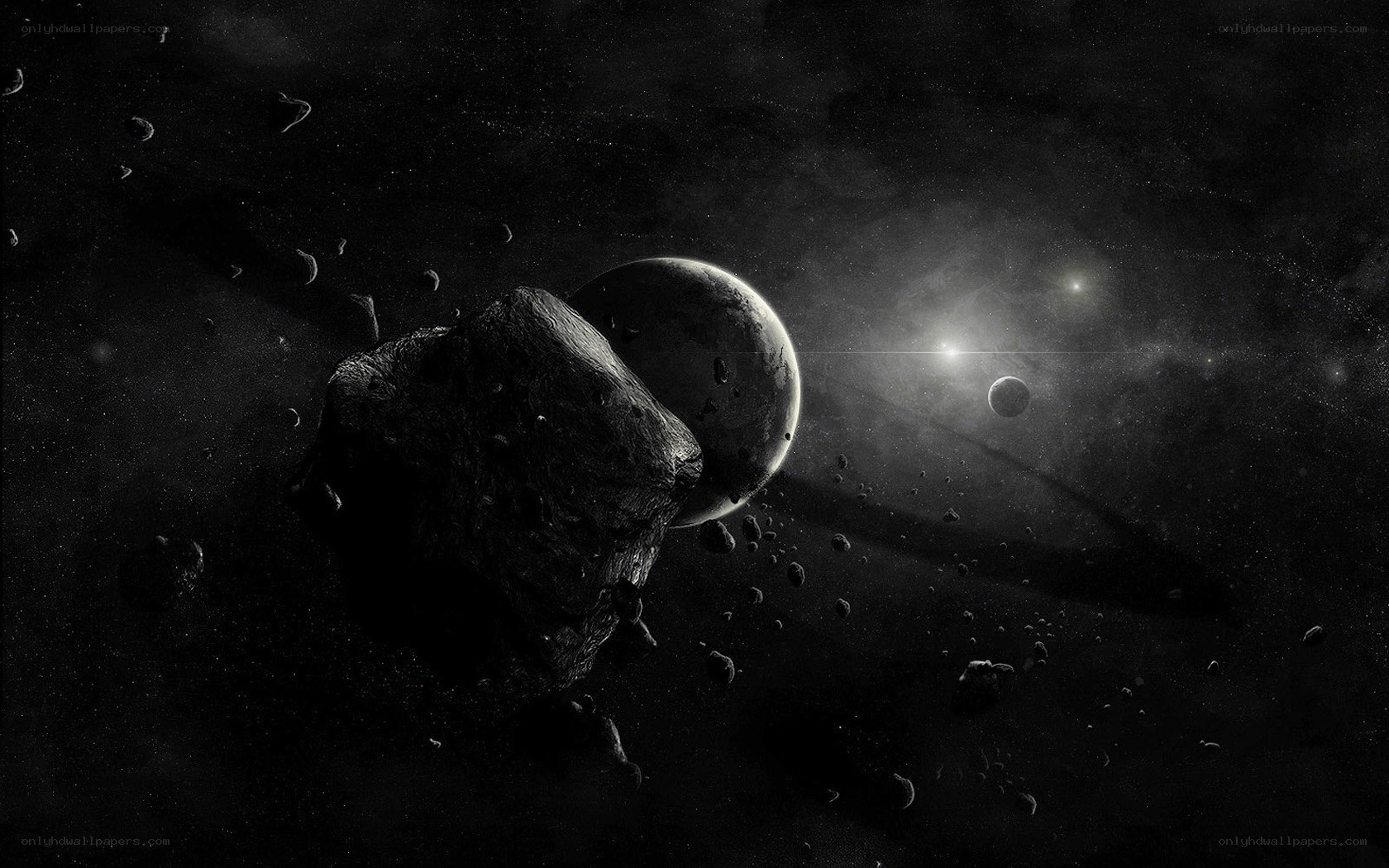 Asteroid field in deep space