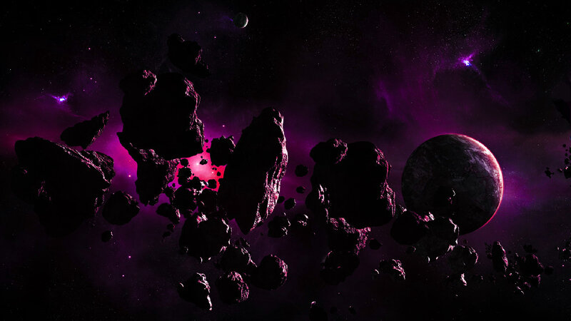 Asteroid field in deep space