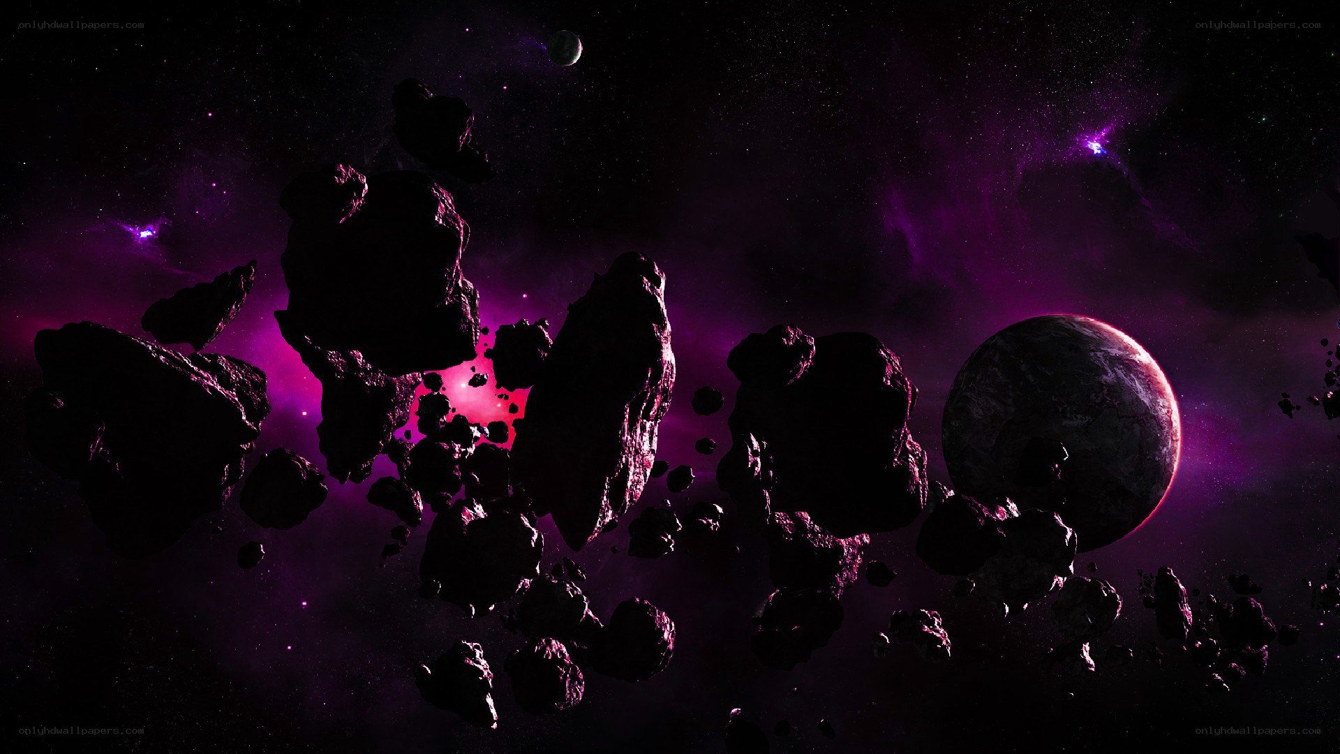 Asteroid field in deep space