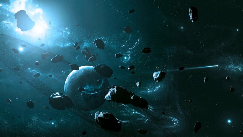 asteroid field in deep space