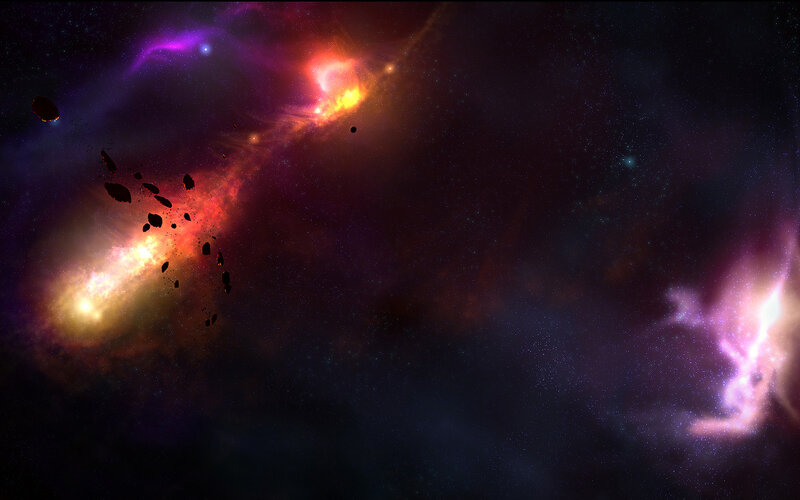 Asteroid Field in Nebula