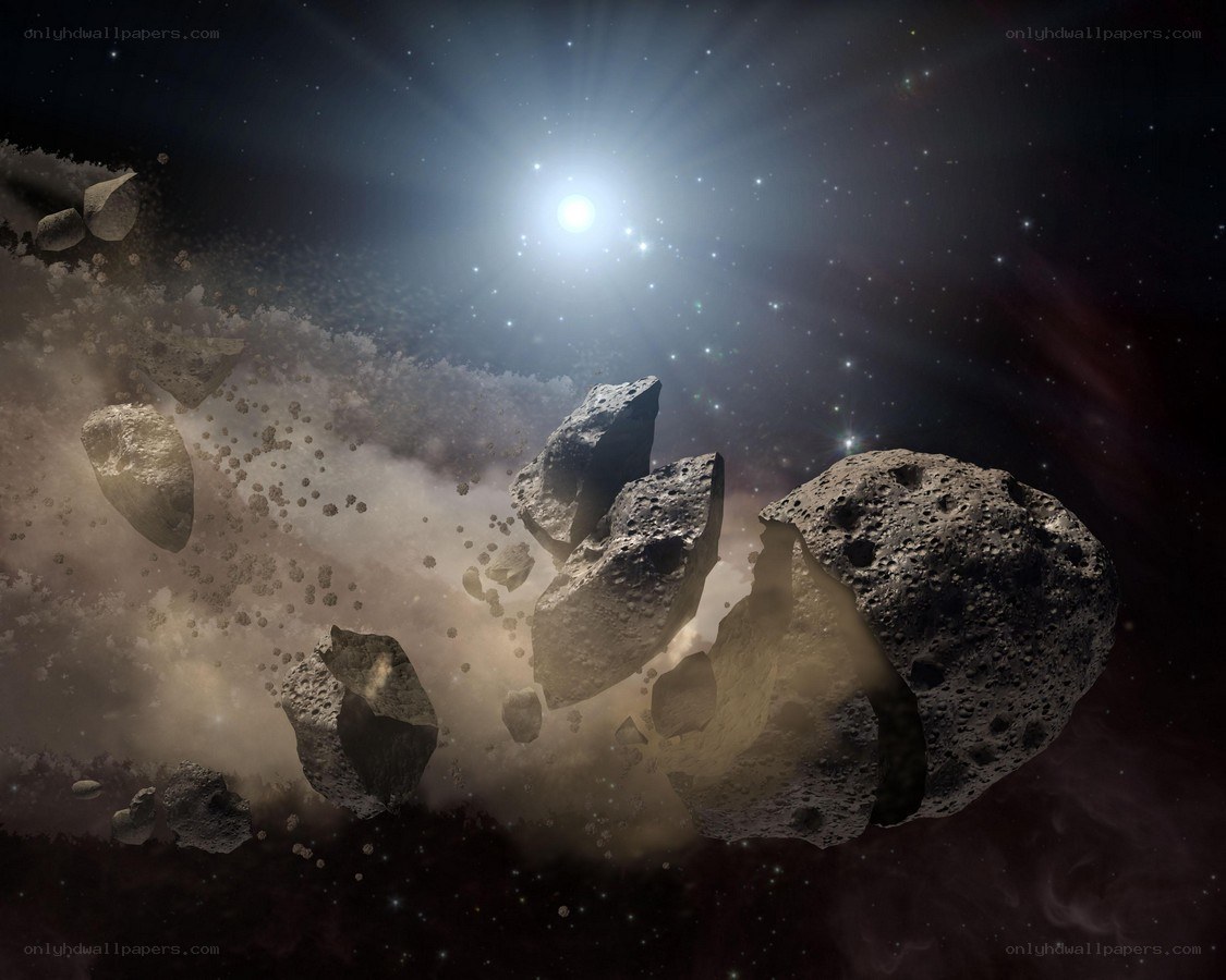 asteroid field in space