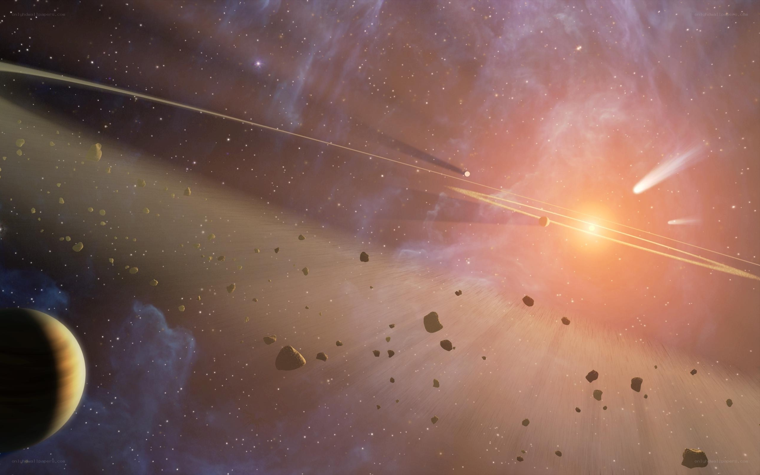 asteroid field in space