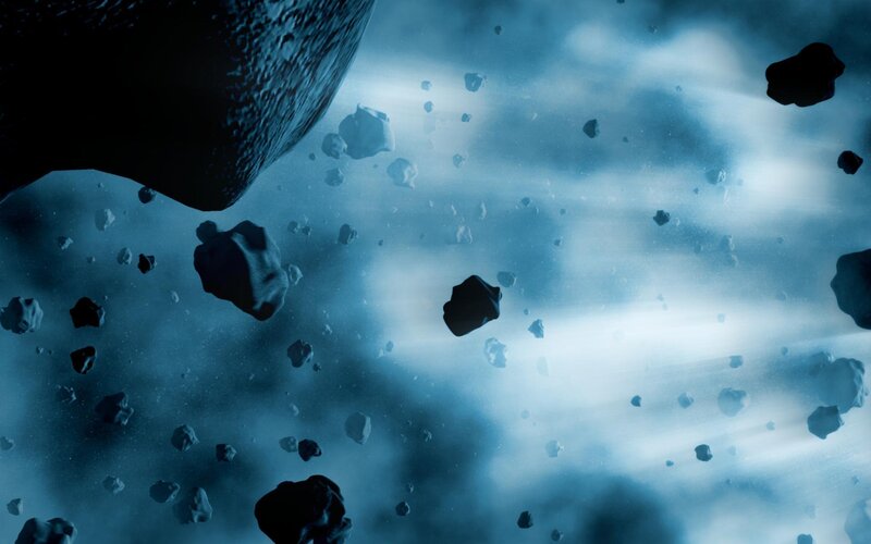 asteroid field in space