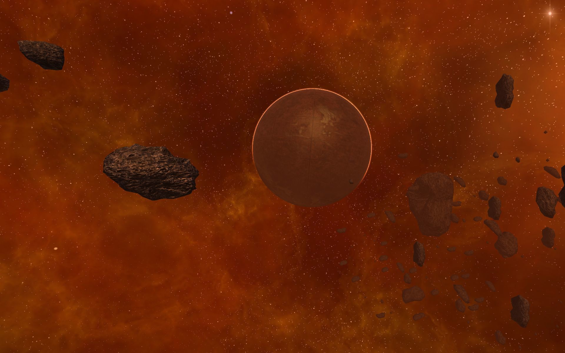 asteroid field in space
