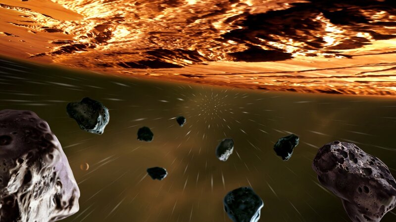 asteroid field in space