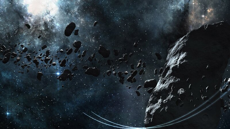 asteroid field in space