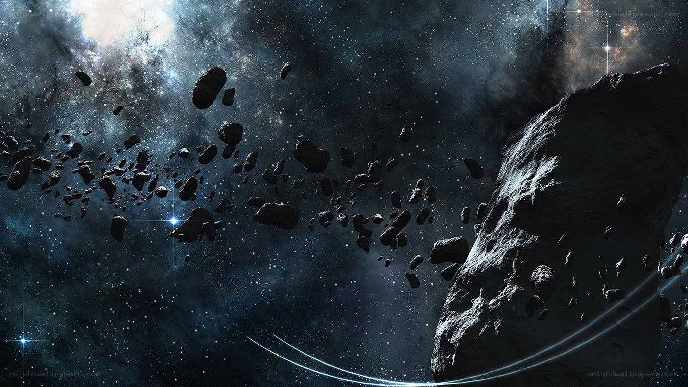 asteroid field in space