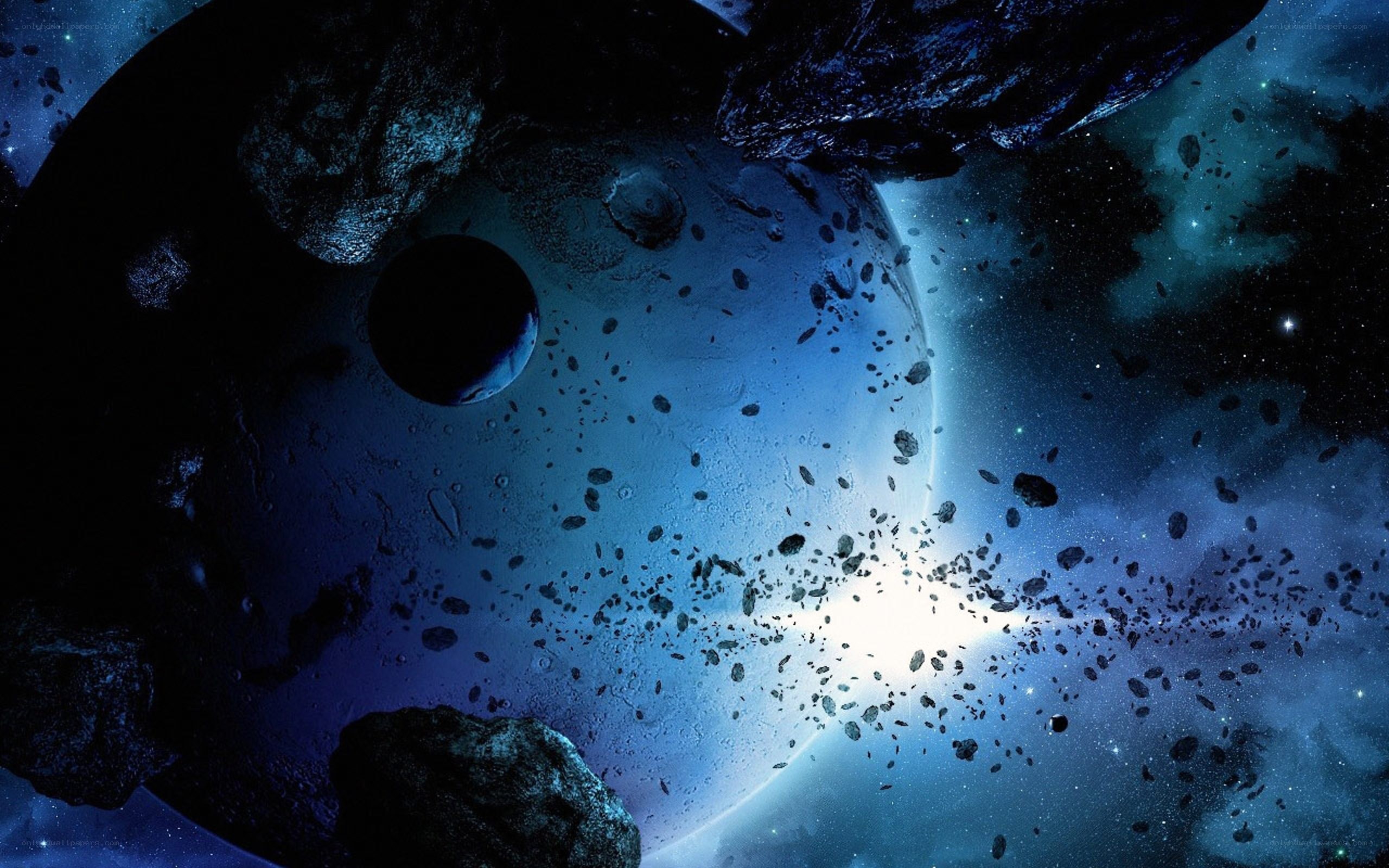 asteroid field in space
